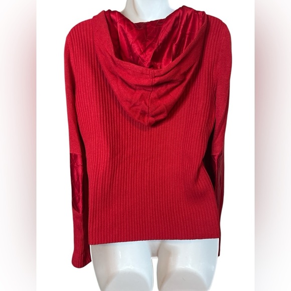 Bloomingdale’s Vintage Hoodie Sweater Red Silk Cashmere Women’s M - Picture 4 of 11